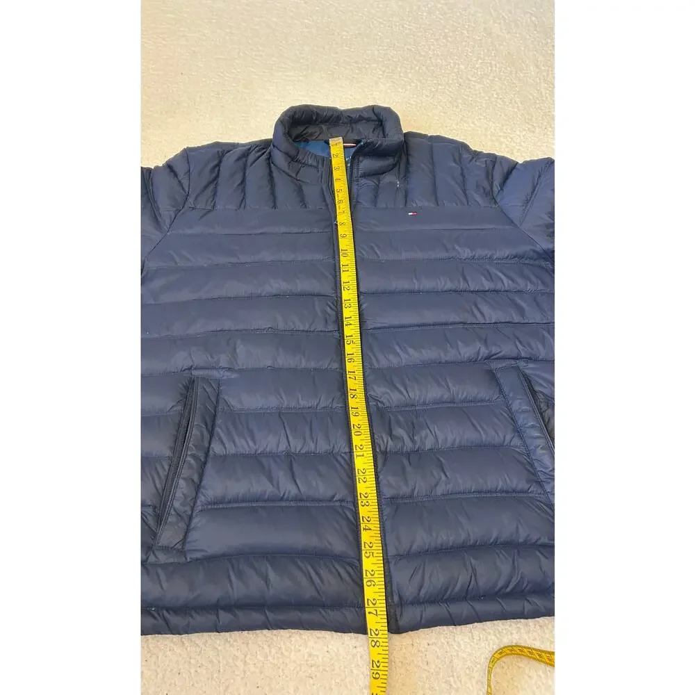 Tommy Hilfiger Men's Natural Down Packable Jacket Navy Size XL Nylon Lightweight